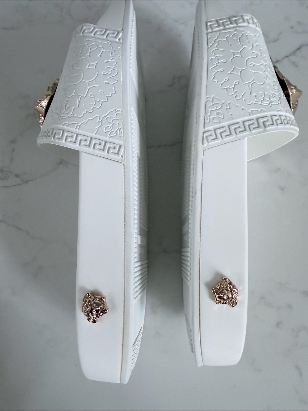 Versace White Slides with Gold Medusa Plaques size 11 - Picture 5 of 16